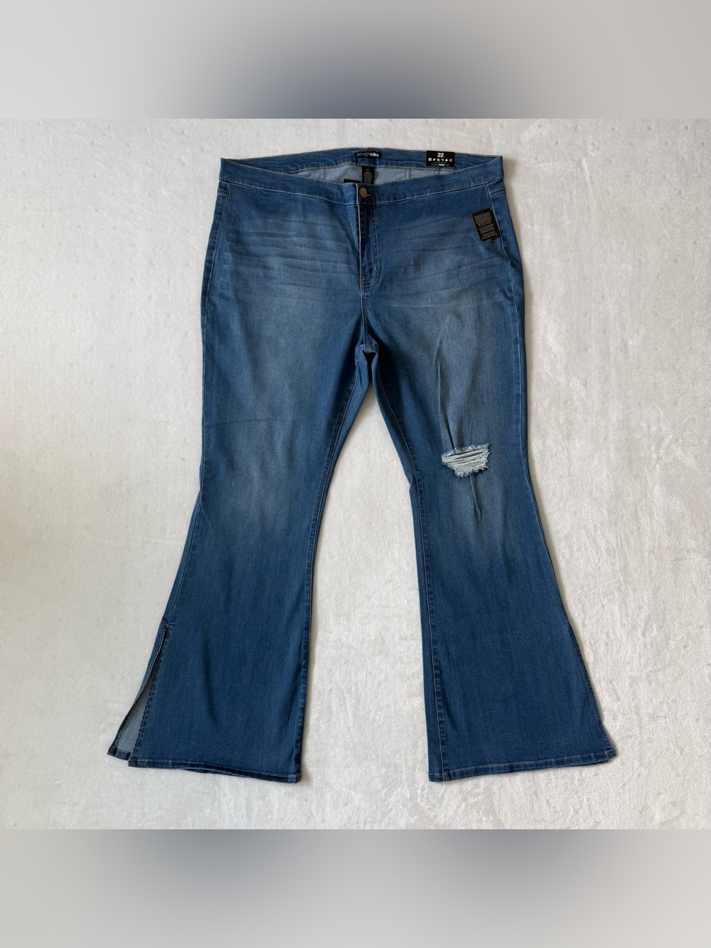 Fashion Nova Junk In The Trunk Light Wash Distressed Flare Jean Plus Size 22 NWT - Picture 7 of 16